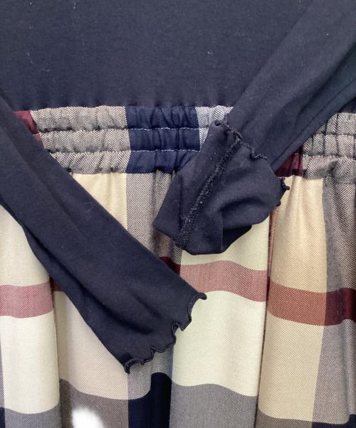 BLUE LABEL CRESTBRIDGE（ブルーレーベルクレストブリッジ）BLUE LABEL CRESTBRIDGE (ブルーレーベルクレストブリッジ) 3WAY 長袖ワンピース ネイビー×ベージュ サイズ:36の古着・服飾アイテム