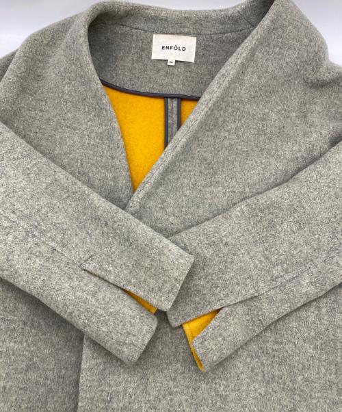 ENFOLD（エンフォルド）ENFOLD (エンフォルド) ソフトリバー ノーカラーコート ヘザーグレー サイズ:36の古着・服飾アイテム
