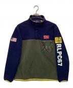 POLO RALPH LAURENポロ・ラルフローレン）の古着「プルオーバー フリースジャケット」｜オリーブ×ネイビー