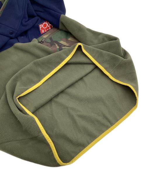 POLO RALPH LAUREN（ポロ・ラルフローレン）POLO RALPH LAUREN (ポロ・ラルフローレン) プルオーバー フリースジャケット オリーブ×ネイビー サイズ:Lの古着・服飾アイテム