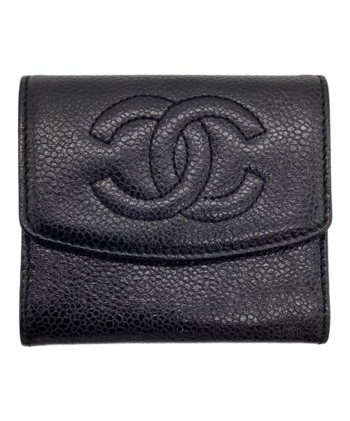 CHANEL（シャネル）CHANEL (シャネル) キャビアスキン コインケース ブラックの古着・服飾アイテム