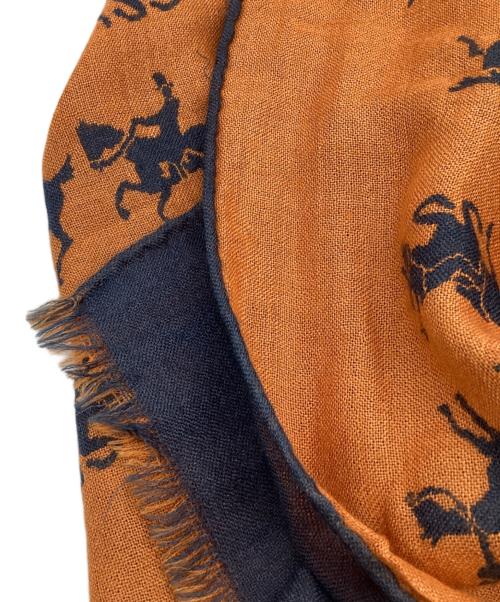 HERMES（エルメス）HERMES (エルメス) カシミヤシルクストール オレンジ×ネイビーの古着・服飾アイテム