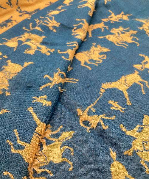 HERMES（エルメス）HERMES (エルメス) カシミヤシルクストール オレンジ×ネイビーの古着・服飾アイテム