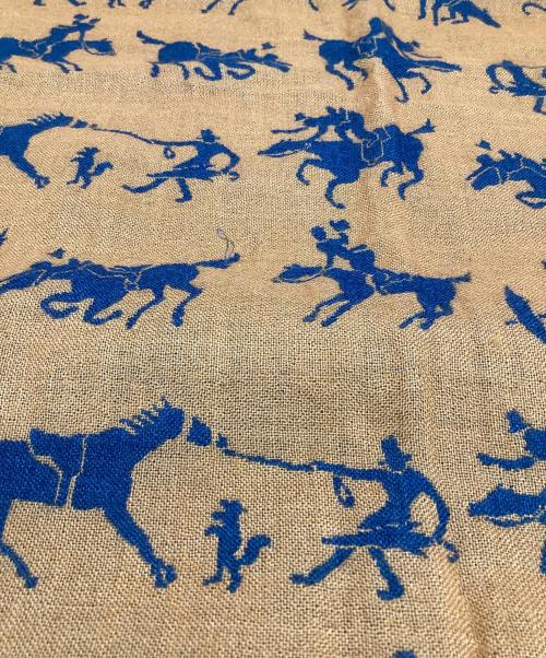 HERMES（エルメス）HERMES (エルメス) カシミヤシルクストール オレンジ×ネイビーの古着・服飾アイテム