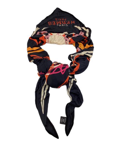 HERMES（エルメス）HERMES (エルメス) ポワントゥ CALECHE ELASTIQUE（カレーシュ エラスティーク） ネイビー×ピンクの古着・服飾アイテム