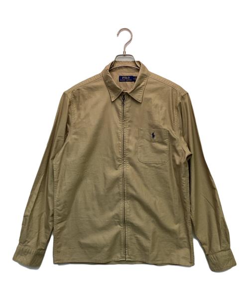 POLO RALPH LAUREN（ポロ・ラルフローレン）POLO RALPH LAUREN (ポロ・ラルフローレン) オックスフォード フルジップ シャツジャケット ベージュ サイズ:Mの古着・服飾アイテム