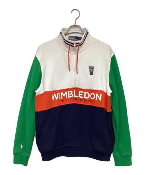 Polo by RalphLauren（ポロ バイ ラルフローレン）Polo by RalphLauren (ポロ バイ ラルフローレン) ハーフジップスウェット グリーン×ホワイト サイズ:Mの古着・服飾アイテム