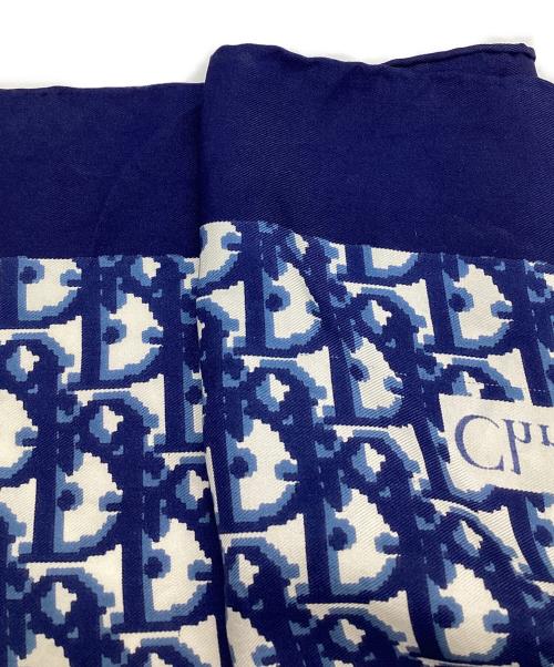 Christian Dior ECHARPES（クリスチャンディオール）Christian Dior ECHARPES (クリスチャンディオール) シルクスカーフ ネイビーの古着・服飾アイテム