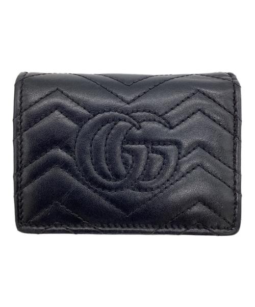 GUCCI（グッチ）GUCCI (グッチ) GGマーモント 2つ折り財布 ブラックの古着・服飾アイテム