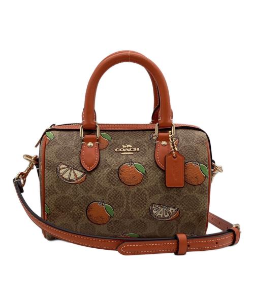 COACH（コーチ）COACH (コーチ) ミニ ローアン クロスボディ バッグ ベージュ×オレンジの古着・服飾アイテム