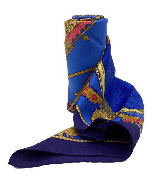 HERMES（エルメス）HERMES (エルメス) カレ90 LES BISSONE DE VENISE（ヴェニスの船祭り）スカーフ ブルーの古着・服飾アイテム