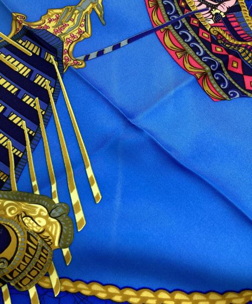 HERMES（エルメス）HERMES (エルメス) カレ90 LES BISSONE DE VENISE（ヴェニスの船祭り）スカーフ ブルーの古着・服飾アイテム