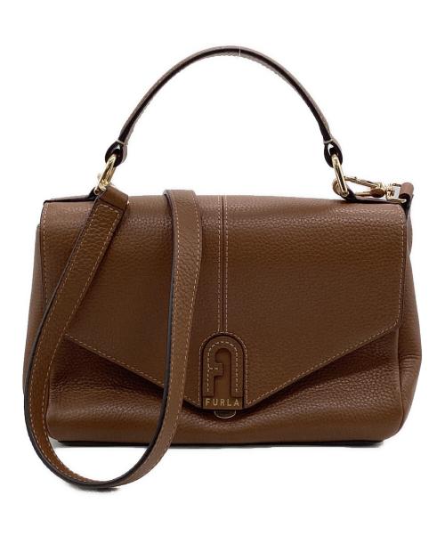 FURLA（フルラ）FURLA (フルラ) DAFNE S TOP HANDLE（ダフネ シングル トップ ハンドル）2WAYショルダーバッグ ブラウンの古着・服飾アイテム