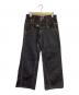 SLY（スライ）の古着「DOUBLE BELT WIDE FLARE PT-C（ダブルベルト ワイド フレア）デニムパンツ」｜ブラック