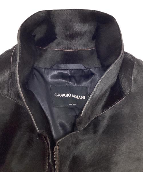 GIORGIO ARMANI（ジョルジョアルマーニ）GIORGIO ARMANI (ジョルジョアルマーニ) ハラコレザー ジャケット ダークブラウン サイズ:58の古着・服飾アイテム