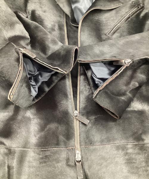 GIORGIO ARMANI（ジョルジョアルマーニ）GIORGIO ARMANI (ジョルジョアルマーニ) ハラコレザー ジャケット ダークブラウン サイズ:58の古着・服飾アイテム