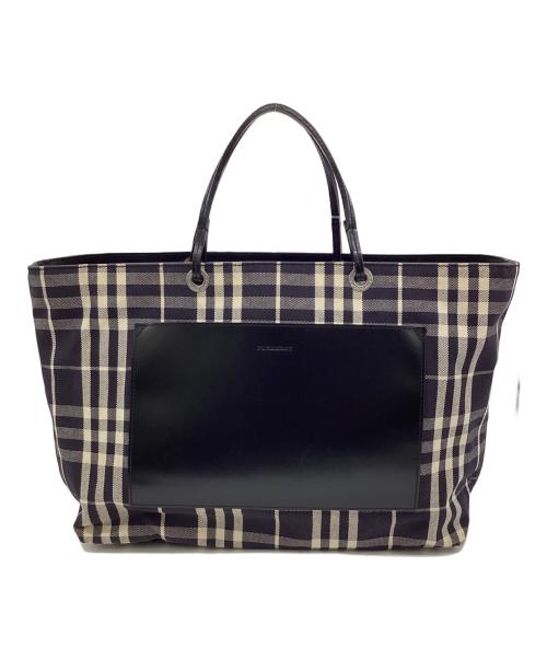 BURBERRY LONDON（バーバリーロンドン）BURBERRY LONDON (バーバリーロンドン) キャンバス トートバッグ ネイビー×アイボリーの古着・服飾アイテム