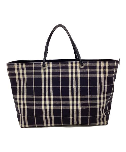 BURBERRY LONDON（バーバリーロンドン）BURBERRY LONDON (バーバリーロンドン) キャンバス トートバッグ ネイビー×アイボリーの古着・服飾アイテム