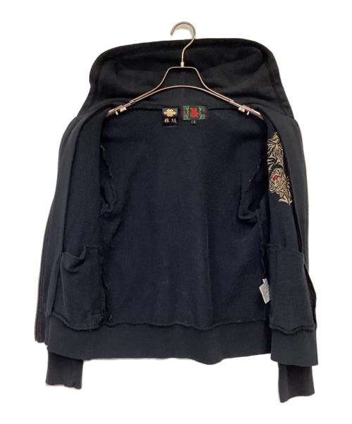 錦（ニシキ）錦 (ニシキ) 和柄ジップパーカー ブラック サイズ:Sの古着・服飾アイテム