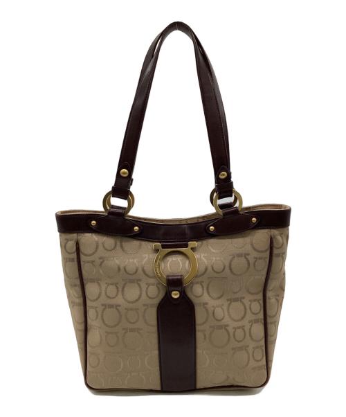 Salvatore Ferragamo（サルヴァトーレ フェラガモ）Salvatore Ferragamo (サルヴァトーレ フェラガモ) ガンチーニ キャンバス トートバッグ ベージュの古着・服飾アイテム