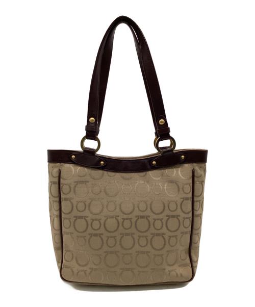 Salvatore Ferragamo（サルヴァトーレ フェラガモ）Salvatore Ferragamo (サルヴァトーレ フェラガモ) ガンチーニ キャンバス トートバッグ ベージュの古着・服飾アイテム