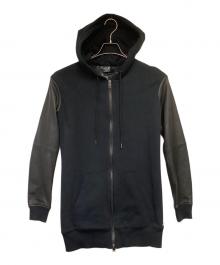 DIESEL（ディーゼル）の古着「コンビネーションジップパーカー」｜ブラック×ホワイト