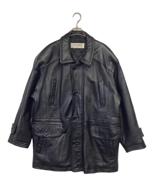 BALMAIN（バルマン）BALMAIN (バルマン) レザージャケット ブラック サイズ:Lの古着・服飾アイテム
