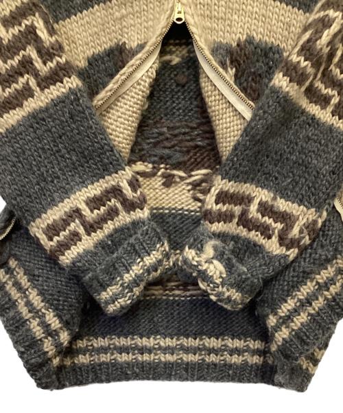 KANATA（カナタ）KANATA (カナタ) カウチン ジップカーディガン グレー×ブラウン サイズ:表記無の古着・服飾アイテム