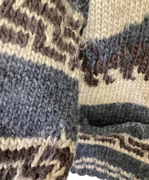 KANATA（カナタ）KANATA (カナタ) カウチン ジップカーディガン グレー×ブラウン サイズ:表記無の古着・服飾アイテム