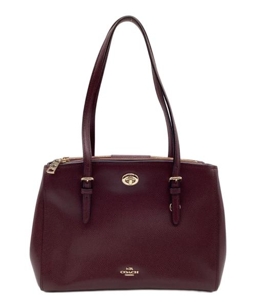 COACH（コーチ）COACH (コーチ) Turnlock Carryall 29（ターンロック キャリーオール 29） ワインレッドの古着・服飾アイテム