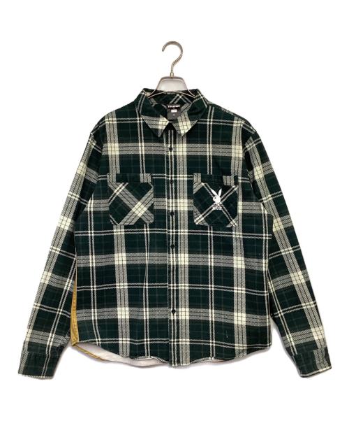 HUF×PLAYBOY（ハフ×プレイボーイ）HUF×PLAYBOY (ハフ×プレイボーイ) 長袖シャツ グリーン サイズ:Lの古着・服飾アイテム