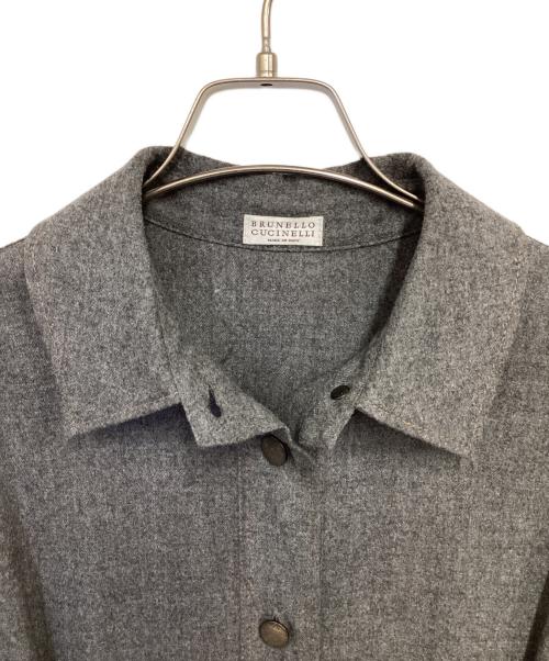 BRUNELLO CUCINELLI（ブルネロクチネリ）BRUNELLO CUCINELLI (ブルネロクチネリ) ウールシャツワンピース グレー サイズ:Mの古着・服飾アイテム