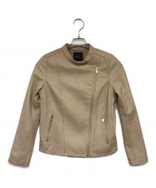 Noble（ノーブル）の古着「ソフトラムレザーライダースブルゾン」｜ベージュ