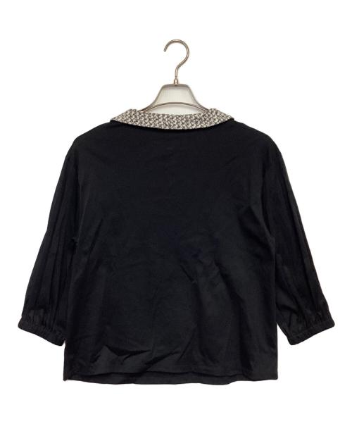 CHANEL（シャネル）CHANEL (シャネル) ツイードカラー 7分袖カットソー ブラック サイズ:38の古着・服飾アイテム