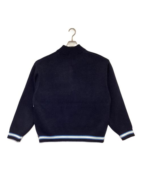 SUPREME（シュプリーム）SUPREME (シュプリーム) SCRIPT STRIPE HALF ZIP SWEATER（スクリプト ストライプ ハーフジップ セーター） ネイビー サイズ:XLの古着・服飾アイテム