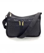 LeSportsacレスポートサック）の古着「フラワーキルティングショルダーバッグ」｜ブラック×ピンク