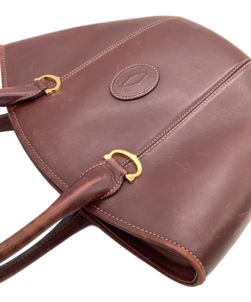 Cartier（カルティエ）Cartier (カルティエ) must de Cartier（マスト ドゥ カルティエ）ハンドバッグ ボルドーの古着・服飾アイテム