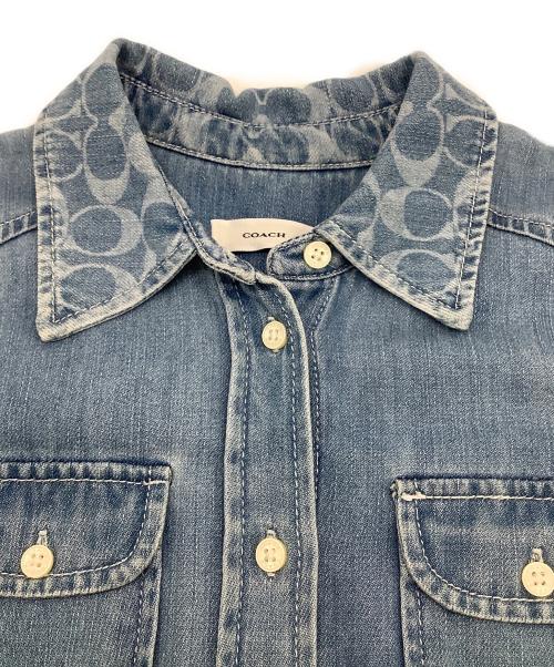 COACH（コーチ）COACH (コーチ) ボタン アップ ワンピース ブルー サイズ:XSの古着・服飾アイテム