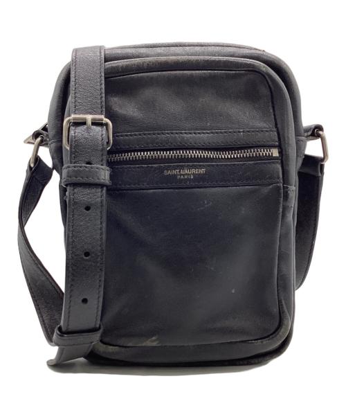 Saint Laurent Paris（サンローランパリ）Saint Laurent Paris (サンローランパリ) レザーショルダーバッグ ブラックの古着・服飾アイテム