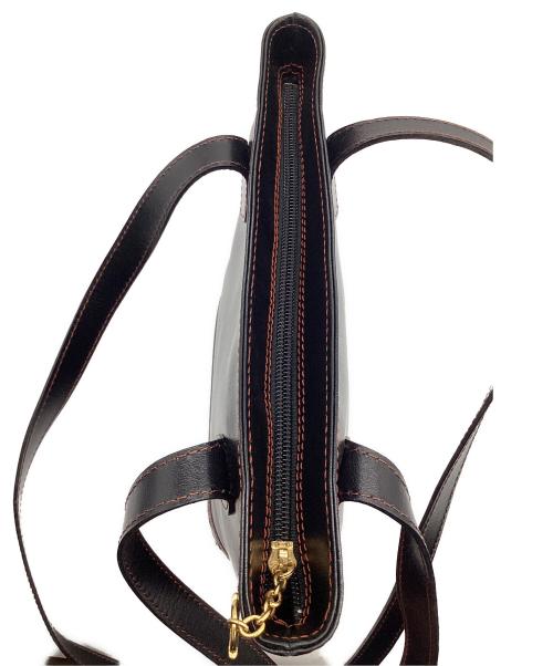 Yves Saint Laurent（イヴサンローラン）Yves Saint Laurent (イヴサンローラン) Yカット ロングハンドルトートバッグ ブラック×オレンジの古着・服飾アイテム