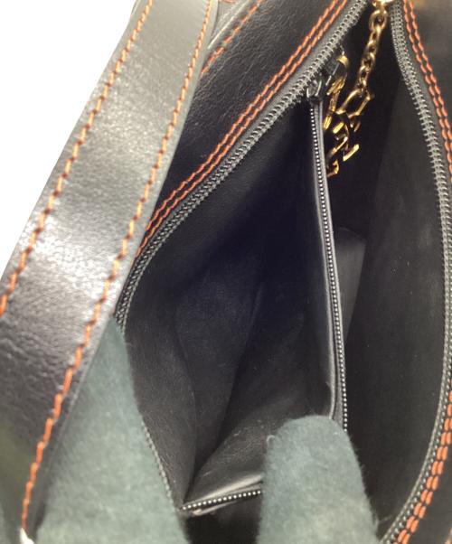Yves Saint Laurent（イヴサンローラン）Yves Saint Laurent (イヴサンローラン) Yカット ロングハンドルトートバッグ ブラック×オレンジの古着・服飾アイテム