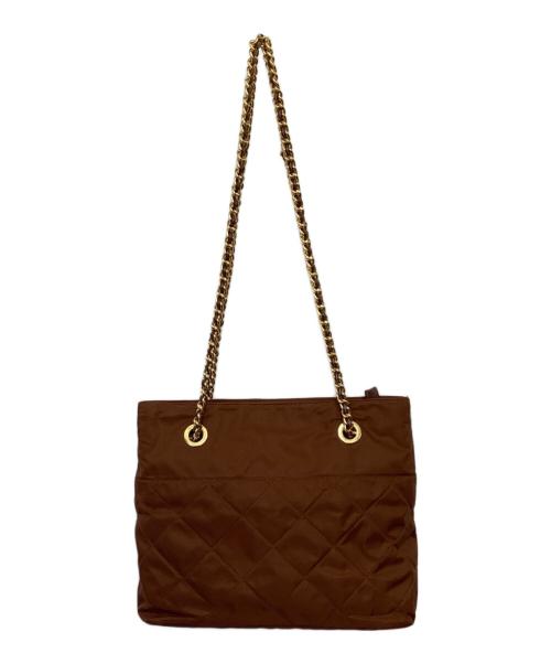 PRADA（プラダ）PRADA (プラダ) チェーンハンドルキルティングバッグ ブラウンの古着・服飾アイテム