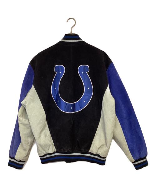 NFL（エヌエフエル）NFL (エヌエフエル) ピッグスエード スタジャン ブラック×ブルー サイズ:Lの古着・服飾アイテム