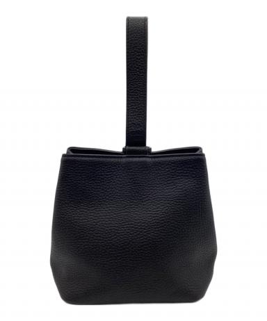 中古・古着通販】HushTug (ハッシュタグ) 巾着レザーバッグ ブラック