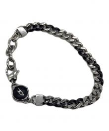 DIESEL（ディーゼル）の古着「ツートンステンレスブレスレット」｜シルバー×ブラック