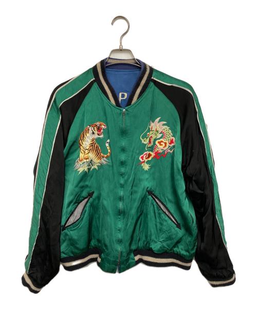 東洋TAILOR（トウヨウテイラー）東洋TAILOR (トウヨウテイラー) スペシャルサテンスカジャン ブルー×ホワイト サイズ:特大の古着・服飾アイテム