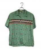 Star OF HOLLYWOODスターオブハリウッド）の古着「HIGH DENSITY RAYON OPEN SHIRT（ハイ デンシティ レーヨン オープンシャツ）」｜グリーン