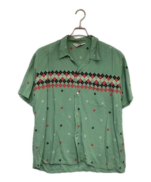 Star OF HOLLYWOOD（スターオブハリウッド）Star OF HOLLYWOOD (スターオブハリウッド) HIGH DENSITY RAYON OPEN SHIRT（ハイ デンシティ レーヨン オープンシャツ） グリーン サイズ:XLの古着・服飾アイテム