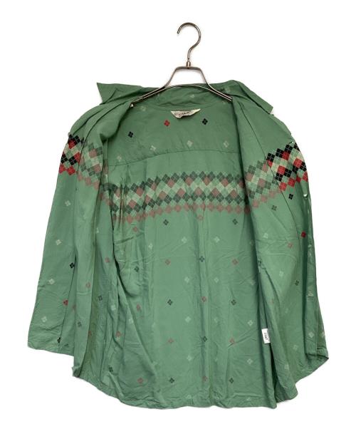 Star OF HOLLYWOOD（スターオブハリウッド）Star OF HOLLYWOOD (スターオブハリウッド) HIGH DENSITY RAYON OPEN SHIRT（ハイ デンシティ レーヨン オープンシャツ） グリーン サイズ:XLの古着・服飾アイテム