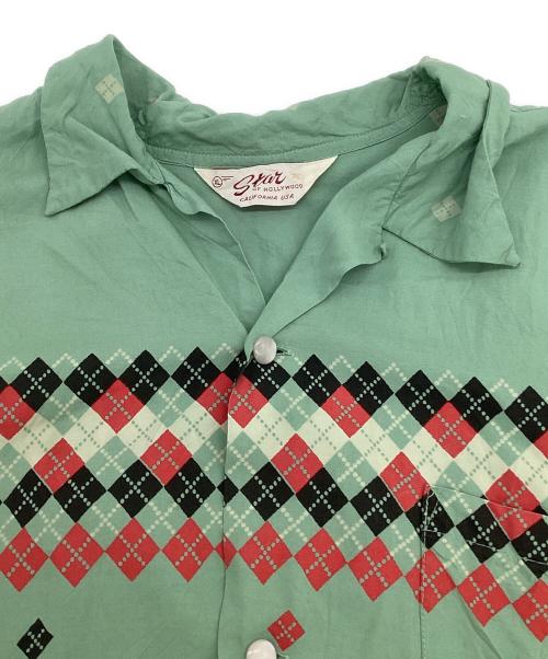 Star OF HOLLYWOOD（スターオブハリウッド）Star OF HOLLYWOOD (スターオブハリウッド) HIGH DENSITY RAYON OPEN SHIRT（ハイ デンシティ レーヨン オープンシャツ） グリーン サイズ:XLの古着・服飾アイテム